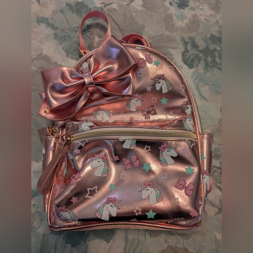 Pink Unicorn Backpack with Bow